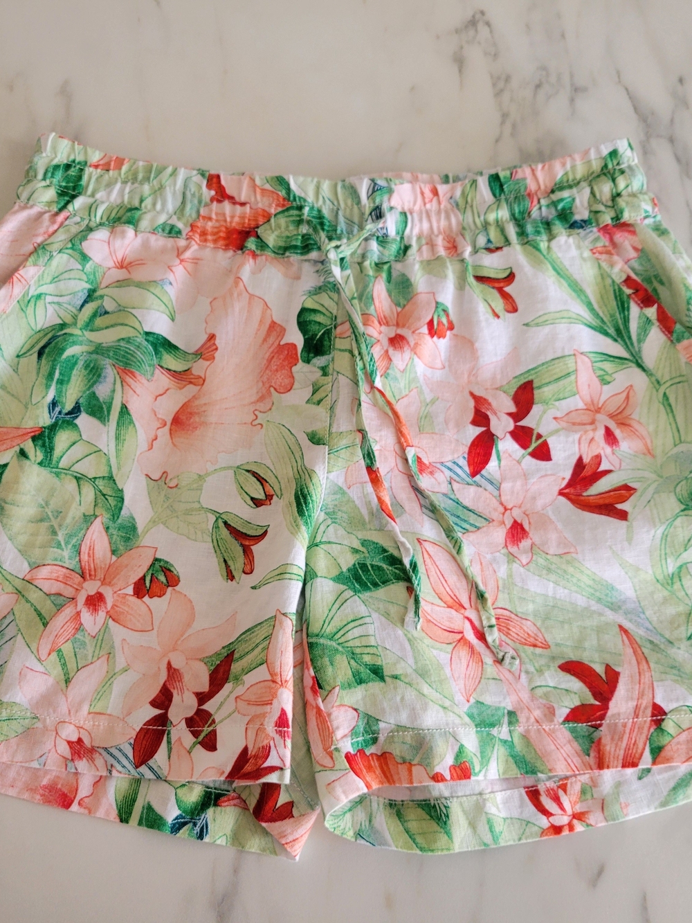 NWT Tommy Bahama Bonita Springs Womens HR Easy Linen Tropical Shorts XS